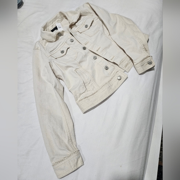 Talbots Womens Scallop Trim Cream Denim Jacket NWT - Picture 4 of 10